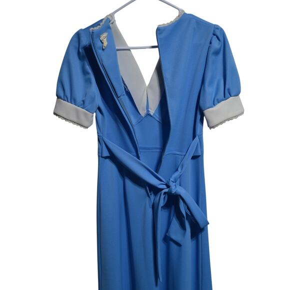 Vintage 1970's Blue Puff Sleeve Prairie Maxi Dress Size Small - Picture 4 of 9